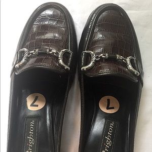 Brighton NWOT Brown Faux Croc, Ornamented Slides